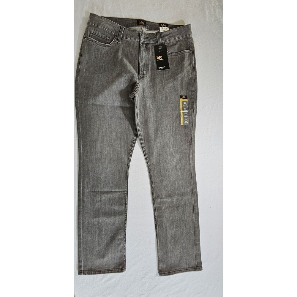 Lee Legendary Style 12 Straight Mid Rise Stretch Jeans Washed Black Gray Button